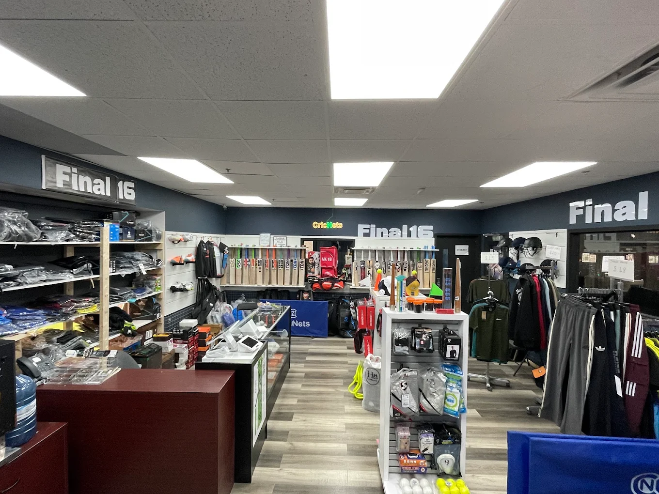 Inside the Final 16 cricket store at CricNets Kitchener